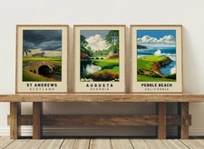 Limited Edition Golf Wall Art Print, Augusta Pebble Beach St Andrews Decor