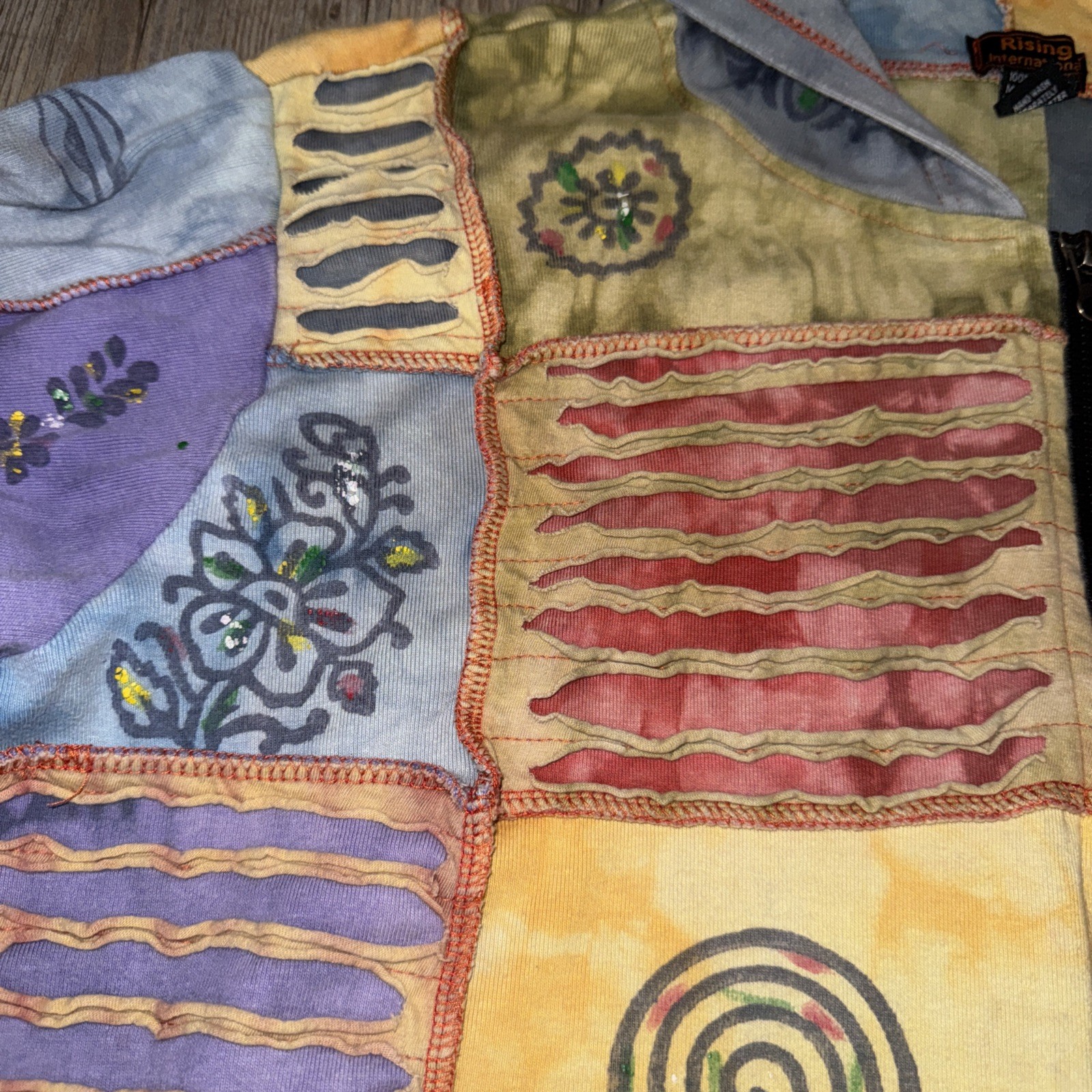 Patchwork Boho Full Zip Hoodie Jacket Colorful 1 … - image 5