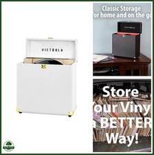 Victrola Collector - Vinyl Record Storage Case, Holds 30 LPs - White