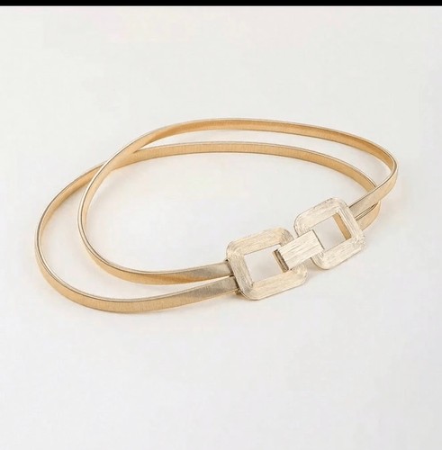 1pc Gold Double Buckle Elastic Waist Belt, Suitable For Women. This Fashionable - Picture 10 of 10