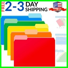 Two Tone Color File Folders 8.5 x 11 Inch, 1/3 Cut Tab File Folders Letter Si...