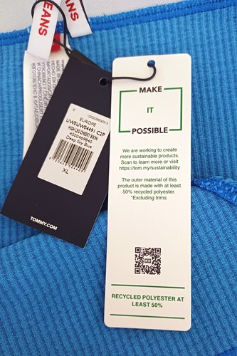 Tommy Jeans Bright Blue Crinkle Feel Bikini Bottoms- Low Rise, Size XL, Logo - Picture 3 of 8