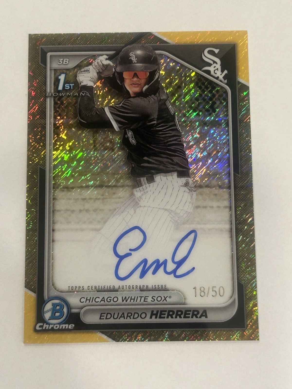 2024 Bowman Chrome Eduardo Herrera Auto Gold Shimmer /50 #CPA-EH 1st White Sox