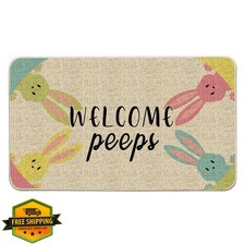 Hexagram Easter Doormat Outdoor Indoor 17x29 Inch Bunny Welcome Rug