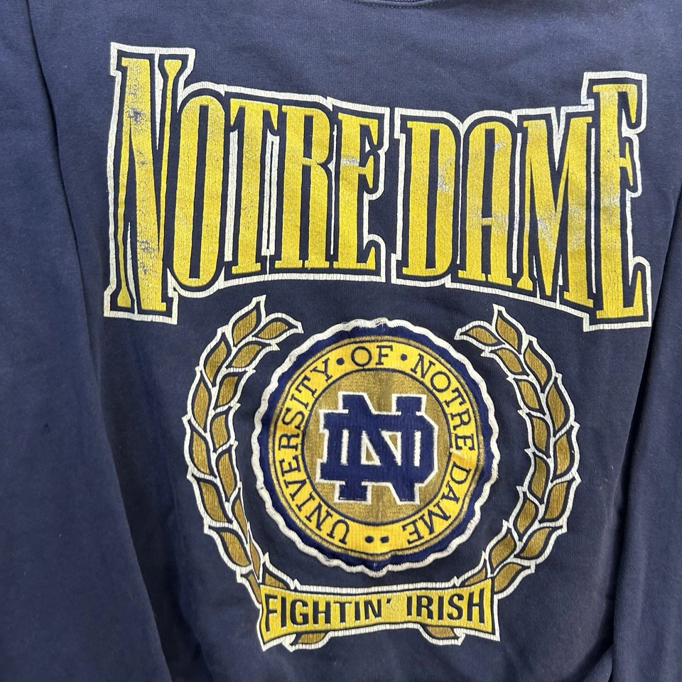 Sudadera De Colección Años 90 Notre Dame Lucha Irlandesa Cuello Redondo Hombre’s XL Azul Marino Nuez moscada Foto 2 de 4