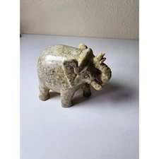 Carved Stone Elephant Figure Small 4.5" x 3"