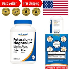 Nutricost Potassium 99 mg Magnesium 210 mg Citrates, 240 Capsules