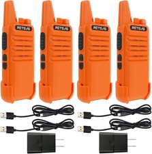 RT22 Rechargeable Walkie Talkies 4 Pack Orange Long Range Two Way Radio Outdoor