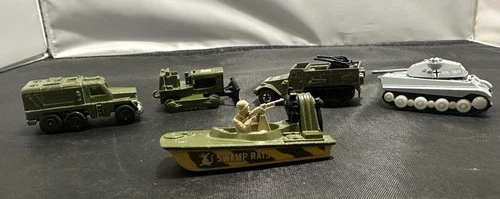 Vintage Lot Of 5 Matchbox Lesney Hot Wheel King Tiger Military Vehicles
