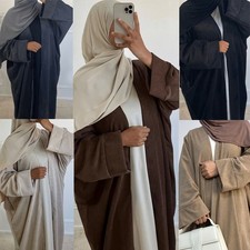 Open Kaftan Cardigan Kimono Abaya Muslim Women Long Dress Maxi Roeb Warm Winter