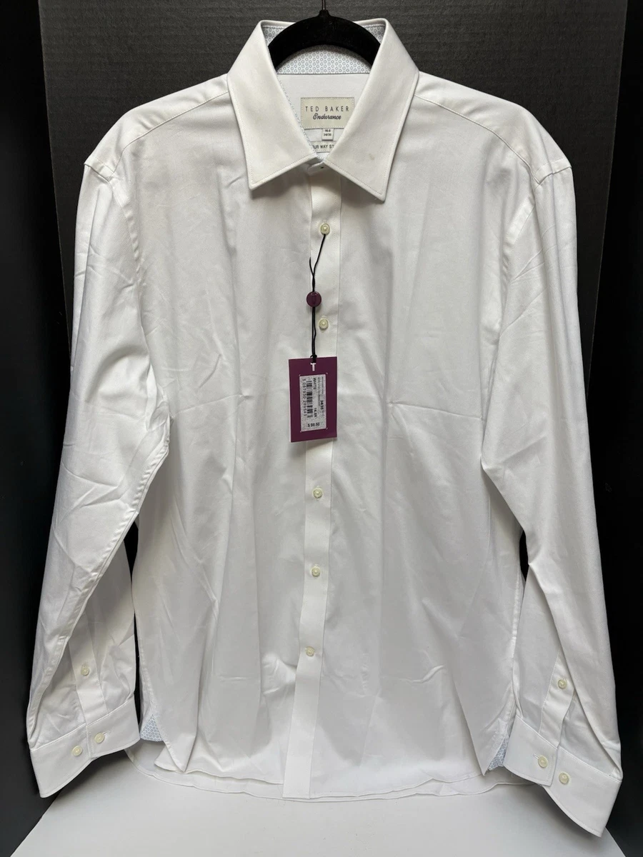 ted baker white dress shirt Ted Baker London Mens Light Blue Wasabi Modern Fit Floral Dress Shirt Cotton 15