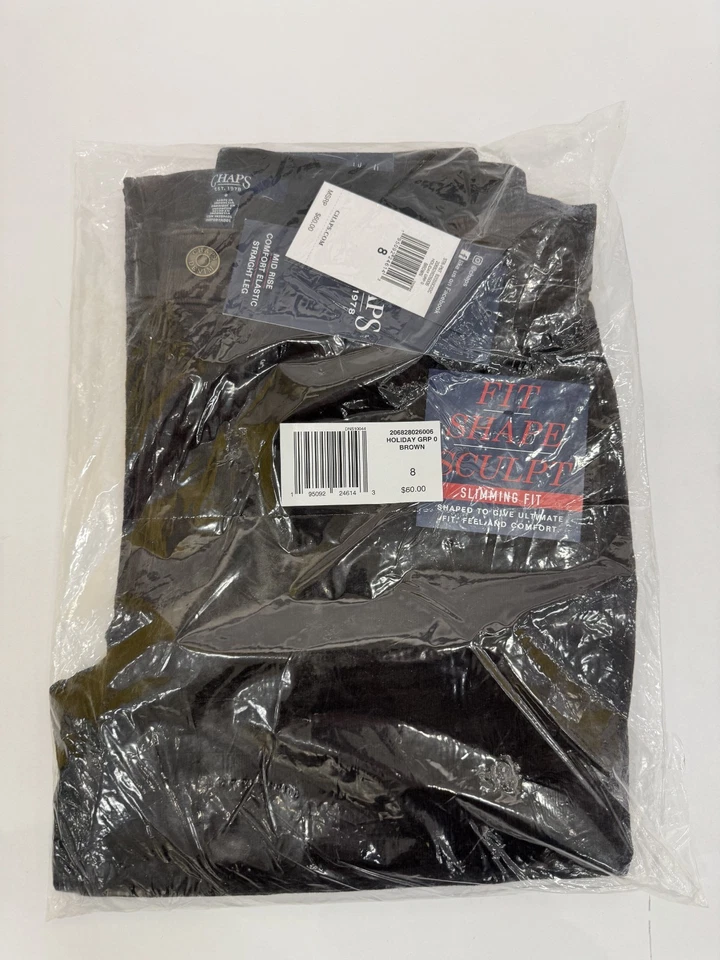 Chaps Slimming Fit Womens Corduroy Pants Brown Straight Mid Rise Stretch 8 NWT - Image 4 of 4