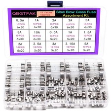 15 Values150Pcs Slow Blow Glass Fuses Assorted Kit 6X30Mm, 250V 0.5A, 1A, 2A, 3A
