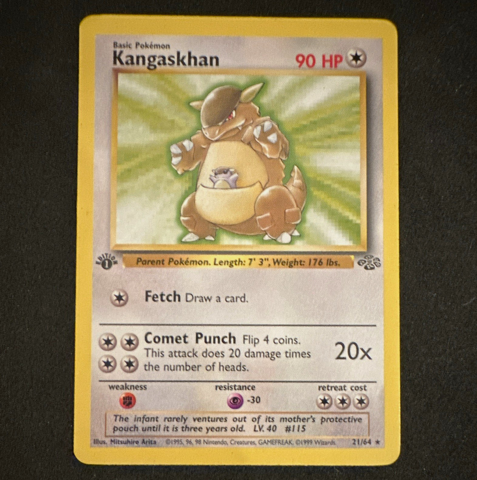 First Edition Kangaskhan Pokemon TCG Jungle 21/64 Rare 1999 Wizards Regular EN