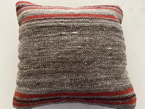 Pottery Barn Kilim Dhurrie Brown/Orange 18" Pillow Cover ~ EUC ~ Rustic - 第 1/4 張圖片