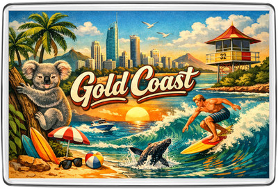 Gold Coast Australien Kühlschrankmagnet Reise Souvenir Geschenk Surfer Paradies