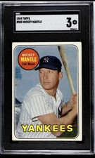 1969 Topps Baseball Card #500 MICKEY MANTLE HOF NY Yankees  SGC 3 - EYE APPEAL!
