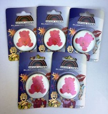PINK TEDDY BEAR w/ RED HEART LOT OF 5 Blinking Buttons Badge Girl Birthday Party
