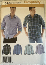 Simplicity 1544 Mens Shirt Sewing Pattern Uncut Size 34-42 and 44-52 available