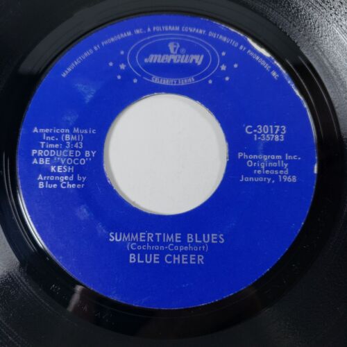 Blue Cheer "Summertime Blues" 45 Vg Tested 1968 Mercury - Picture 2 of 8