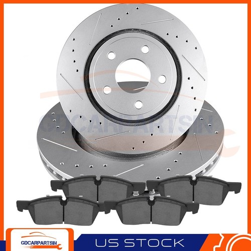 Brake Ceramic Pads And Rotors Front Drilled & Slotted For Jeep Grand Cherokee
