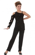 Hooked On You Child Large Dance Costume Black Tap Pants  Black Glitter Top New