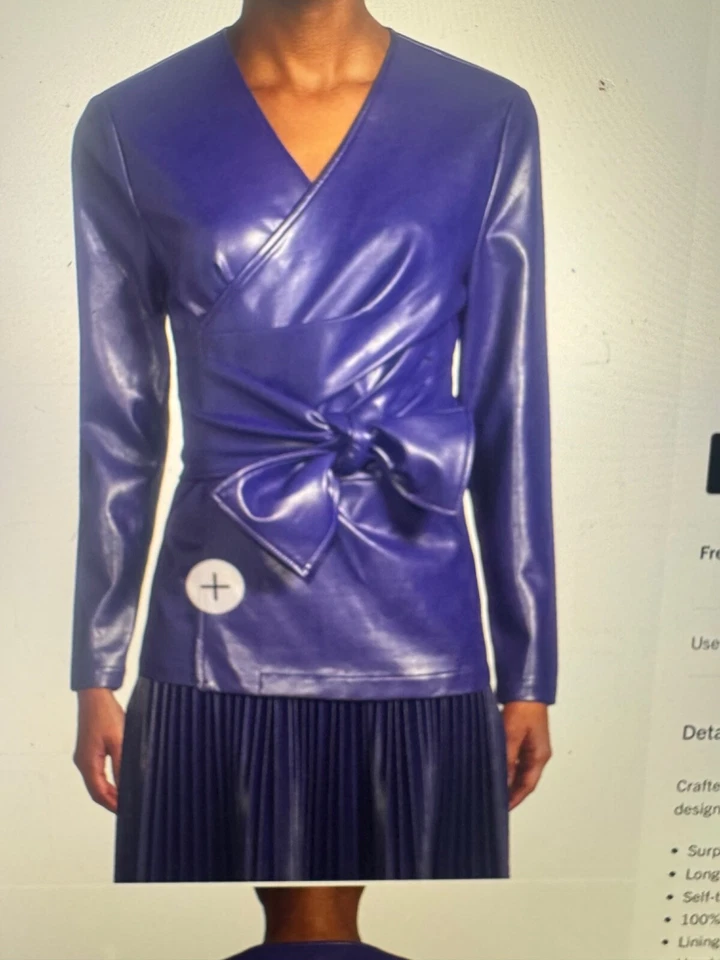 Nuevo con etiquetas Misook Falda de cuero azul marino y chaqueta a juego talla Foto 3 de 4