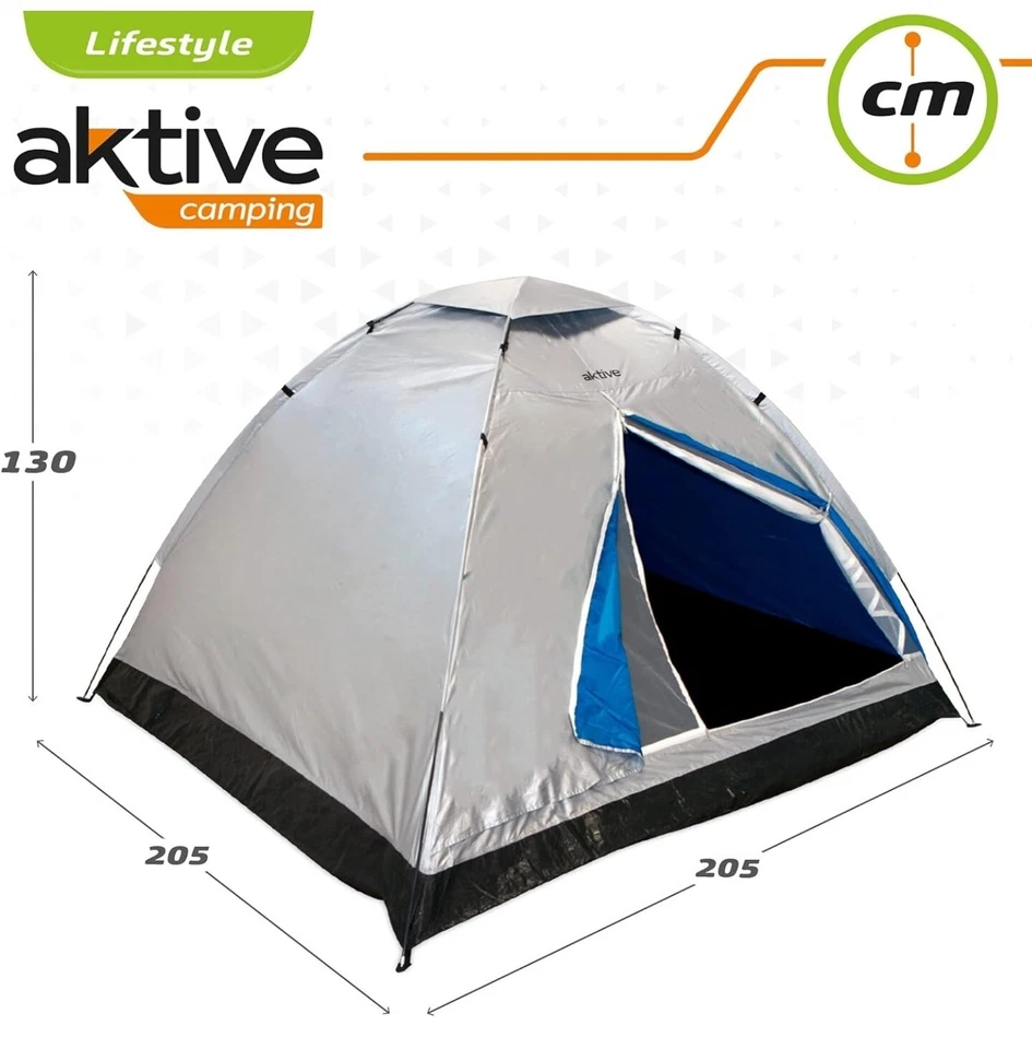 tenda Da Campeggio x 4 Persone Unisex-Adulto,Argento, 205X205x130Cm, 4 Stagioni  - Immagine 4 di 4