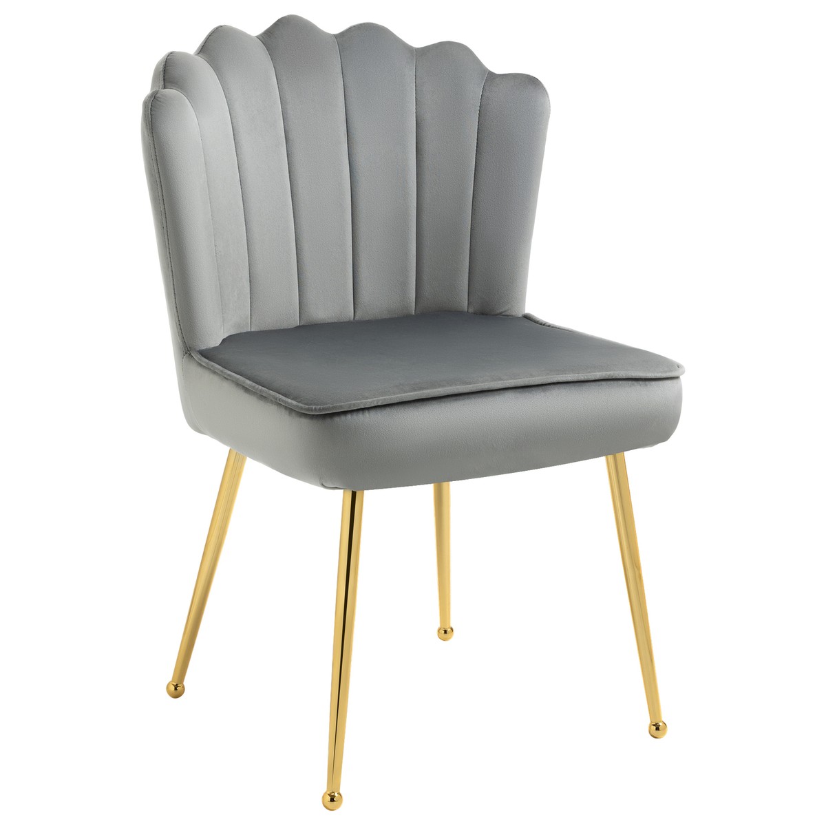 Velvet-Feel Shell Luxe Accent Chair Home Bedroom Lounge Metal Legs