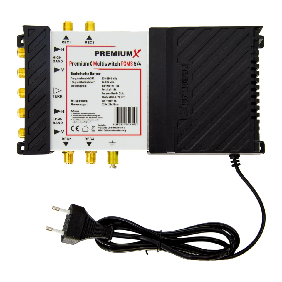 PremiumX 5/4 Multischalter SAT Multiswitch Satelliten Verteiler 4 Teilnehmer HD - Bild 1 von 4