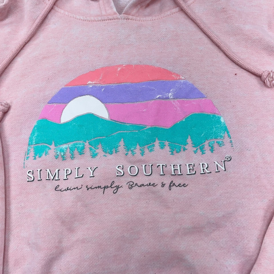 Simply Southern Hoodie Women Medium Pink Sweatshirt Sweater Sun Rise Ladies * - Image 4 of 4