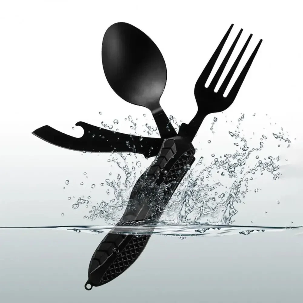 12-in-1 Multitool Knife with Spoon Fork Bottle Opener for Camping Survival