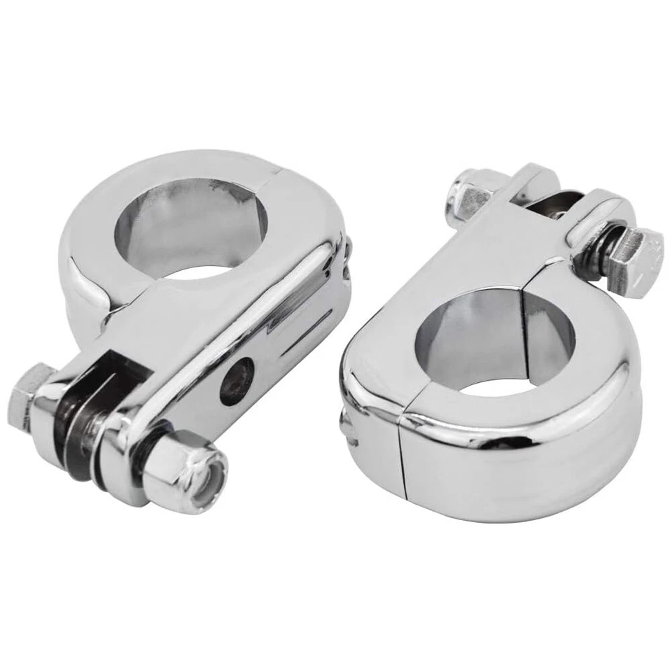 Abrazaderas de soporte de reposapiés clavija de motor de barra cromadas para motocicleta de 1,25" Foto 3 de 4