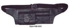 Black Leather Fanny Pack Money belt Passport Holder Travel Waist Bag US SELLER