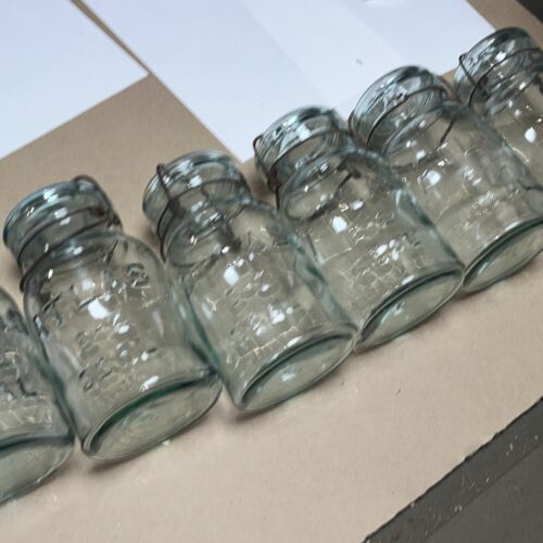 Lot of 6 Vintage ATLAS E-Z SEAL JARS & LIDS Green Glass QUART Bale Mason Canning - Picture 3 of 7
