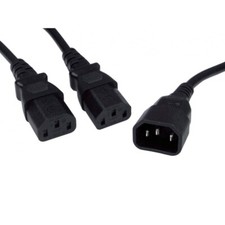 30cm C14 to to 2 x C13 IEC Mains Power Y Splitter Cable Kettle Lead PC Monitor