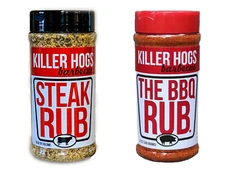 Killer Hogs The BBQ Rub & Steak Barbecue Seasonings 11 oz (2 Pack)