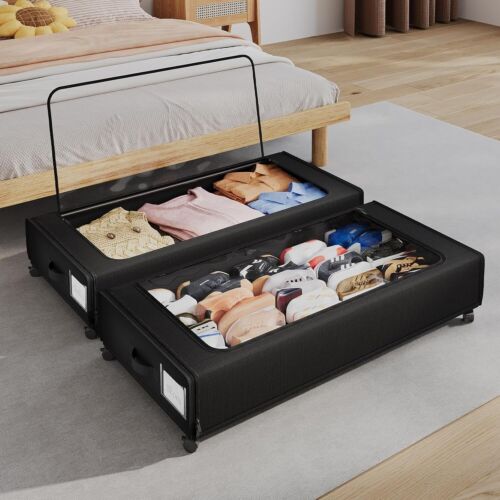 New-Under Bed Storage with Wheels(2-Pack),Extra Large 66L Under the Bed Storage