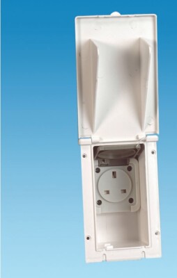 Caravan Mains Outlet Box/Socket Rectangle (White) Motorhomes/Campervan ...
