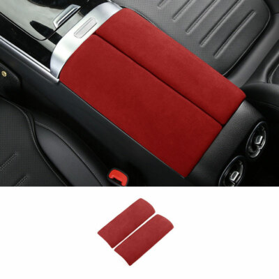 FOR BENZ C-CLASS  RED SUEDE REAR MIDDLE CONSOLE ARMREST BOX COVER TRIM2022-2023