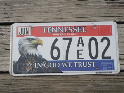 Tennessee In God We Trust License Plate American Bald Eagle Wildlife TN 67AE02