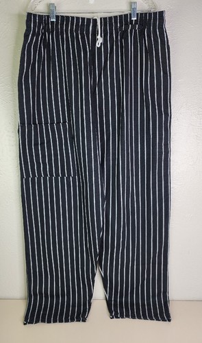 Uncommon Threads Men XL Poly / Cotton Pockets Soft Striped Chef Pants 36X32