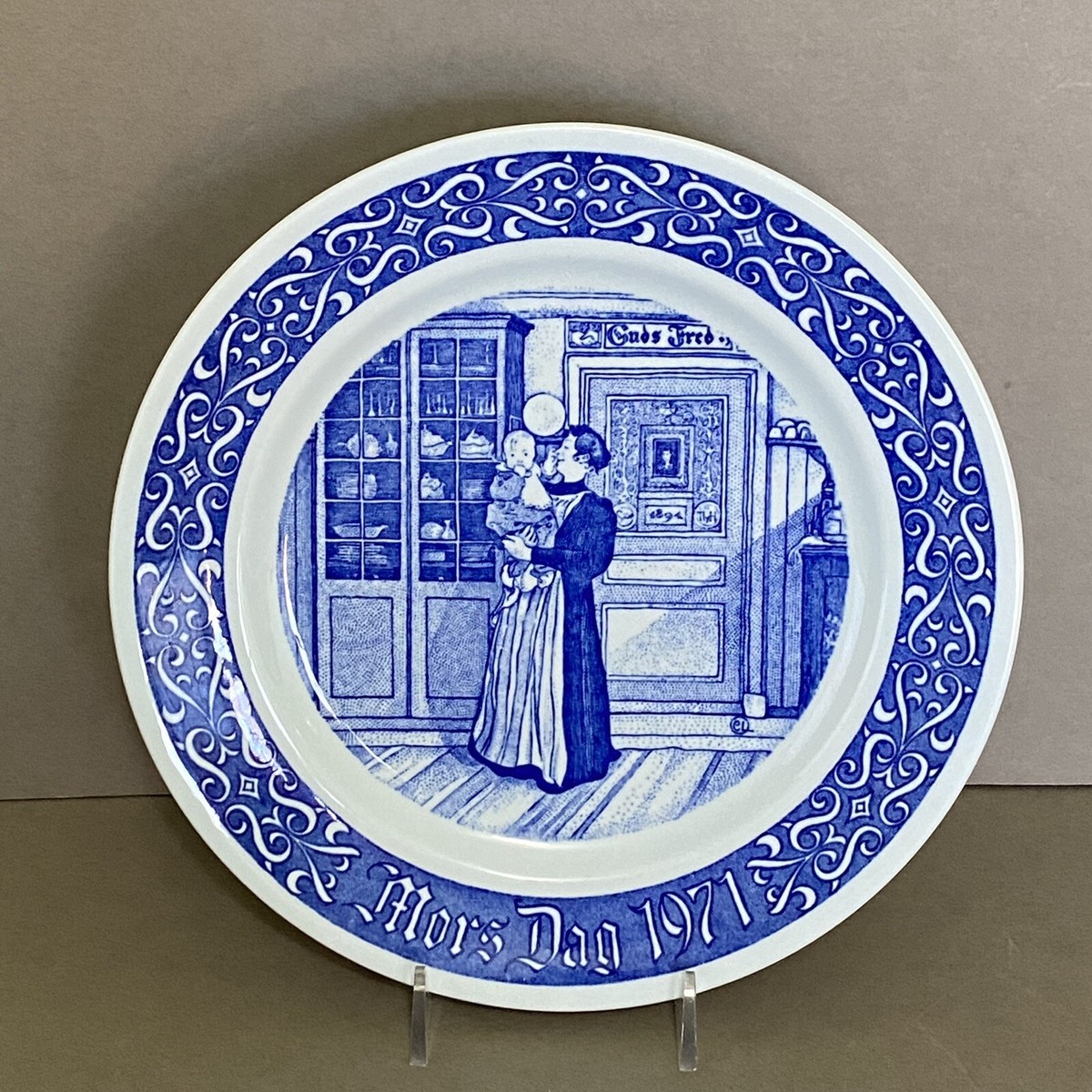 Vintage Rorstrand Sweden 1971 Mors Dag Mother's Day Plate 1st Ed