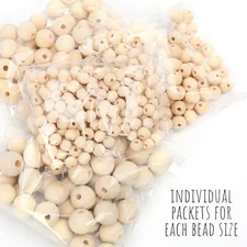 2000PCS Wooden Beads Craft Round Natural Unfinished Wood 8/10/12/14/16/18mm
