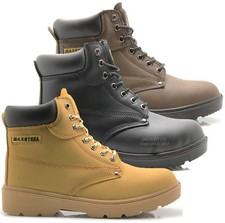 MENS QUALITY LEATHER SAFETY WORK BOOTS STEEL TOE CAP ANKLE HIKER TRAINERS SHOES