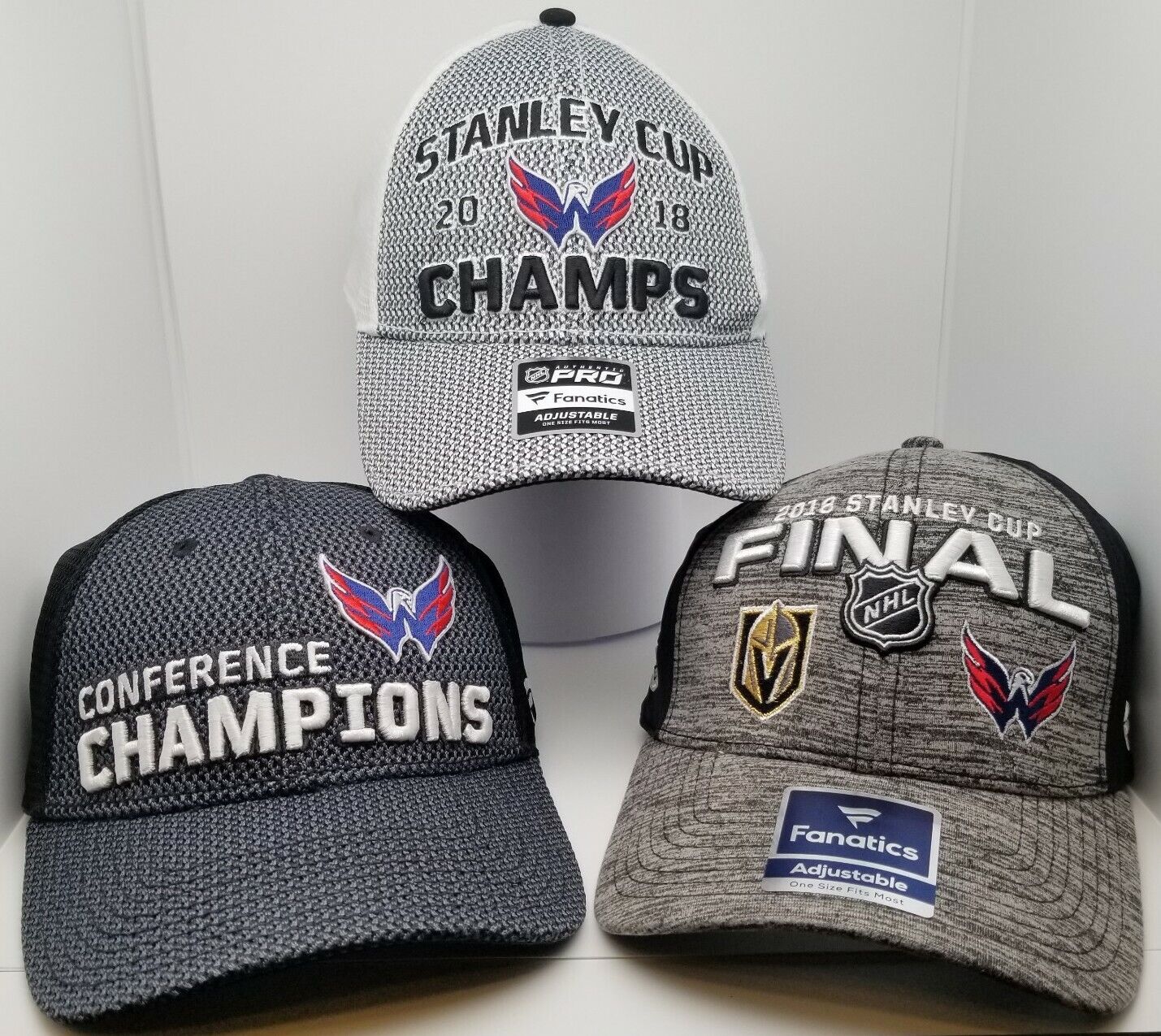 Washington Capitals 2018 Stanley Cup Champions Conference Finals 3 Hat Set NHL