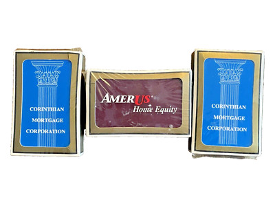Playing Cards 3 Decks Gemaco Corinthian & AmeriUS Mortgage Companies New Wrapped