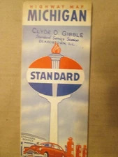 Standard Oil  Highway Road Map of Michigan 1950