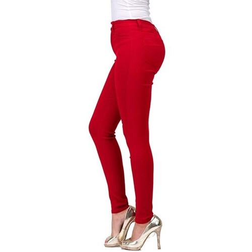 Women Junior Solid Red Ci Sono Stretch Leggings pants Jegging S,M,L P9110 - Picture 2 of 2