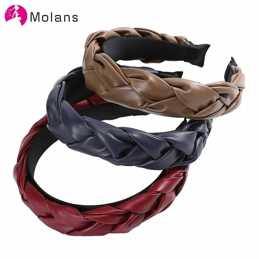 Diademas trenzadas corona española de moda diademas imitación cuero accesorios para el cabello de mujer 1 pieza Foto 4 de 4